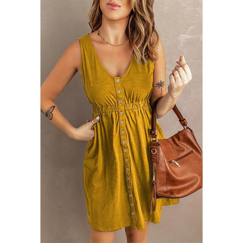 Casual Women's Summer Sleeveless Button-Down Swing Dress - Image 13