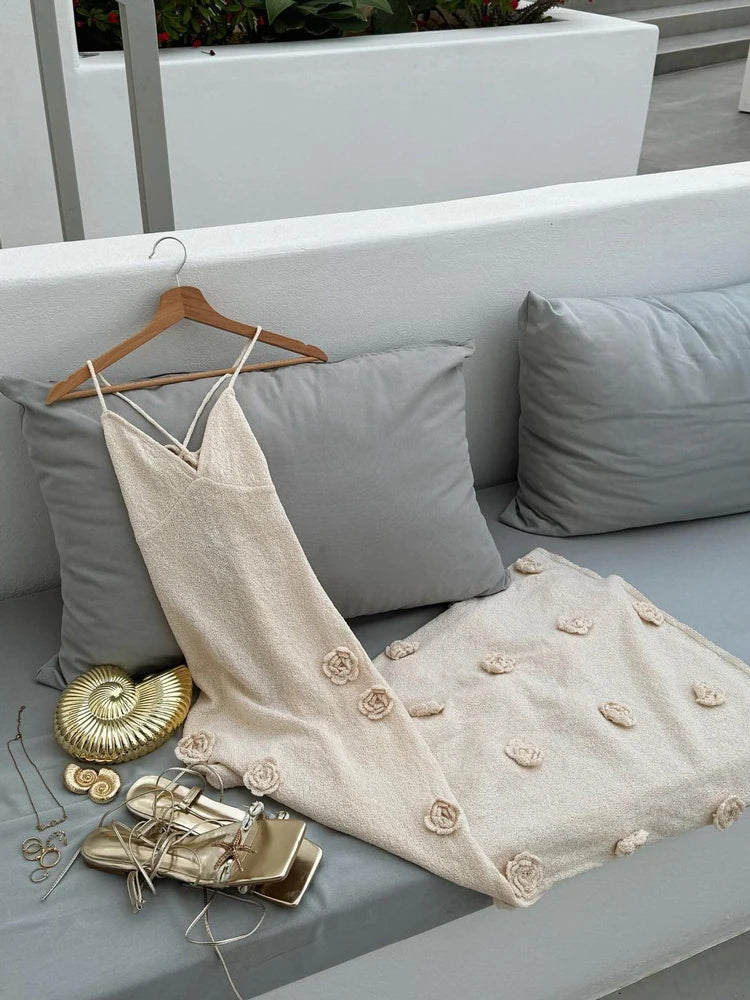 Floral Backless Knit Halter Dress for Women - Image 12