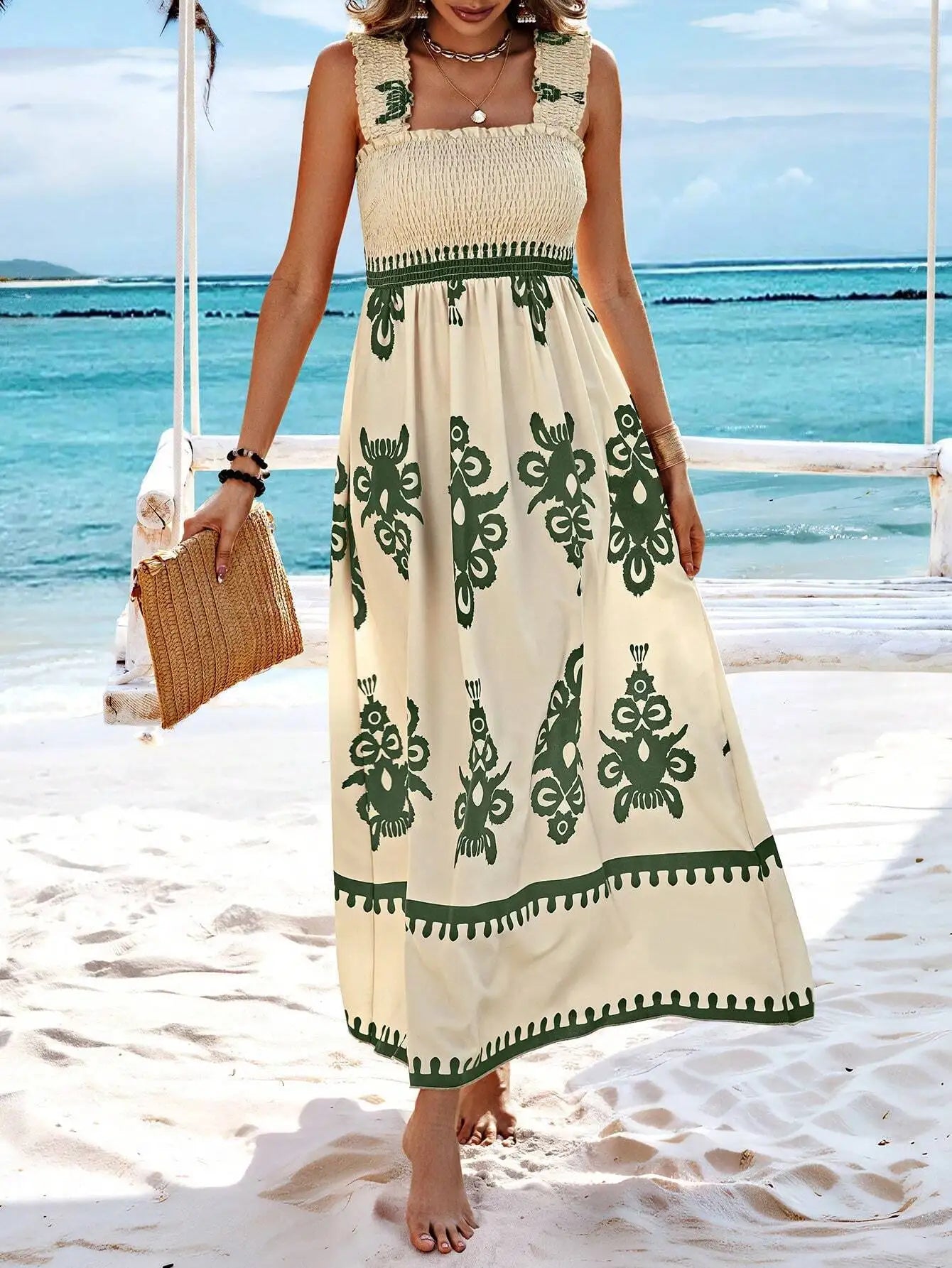 Elegant Women's Halter Beach Sundress with Stylish Print - Image 58