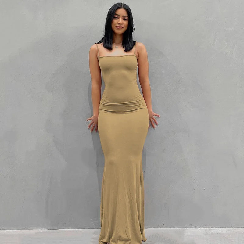 Elegant Spaghetti Strap Long Dress for Women - Image 45