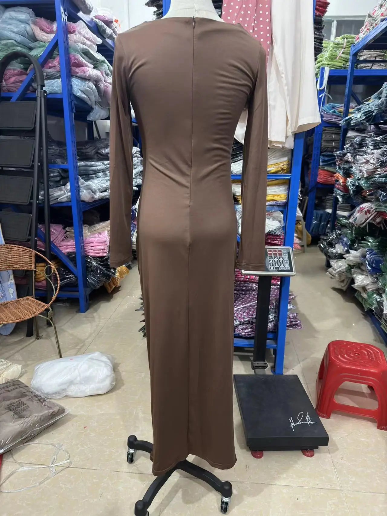 Elegant Slim Fit Slash Neck Long Sleeve Dress - Image 13