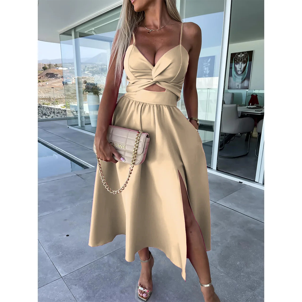Women's Sexy V-Neck Backless Summer Dress with Twist Design - Image 19