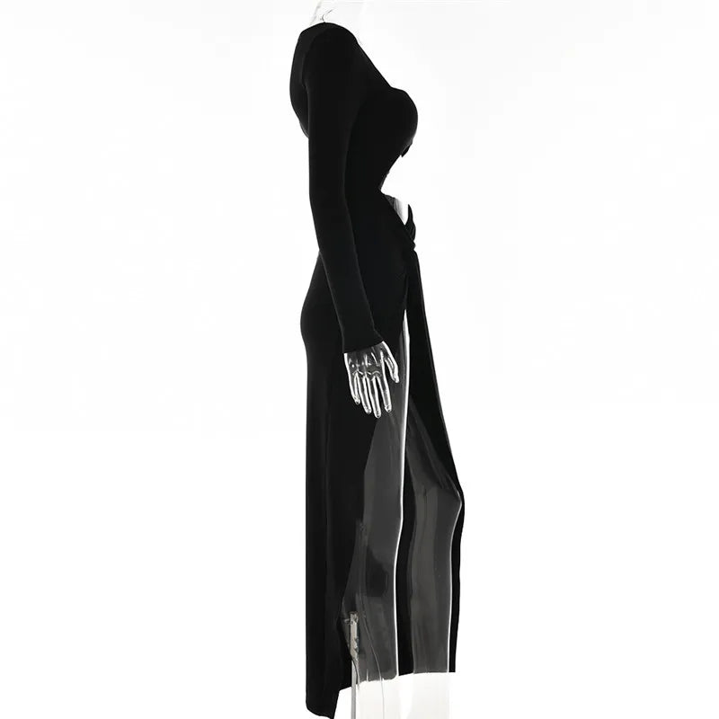 Elegant Hollow Out High Split Maxi Dress for Women - Image 31