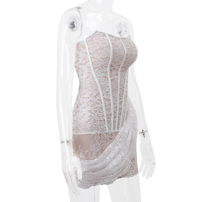 Elegant Sleeveless Lace Patchwork Mini Dress for Parties - Image 10