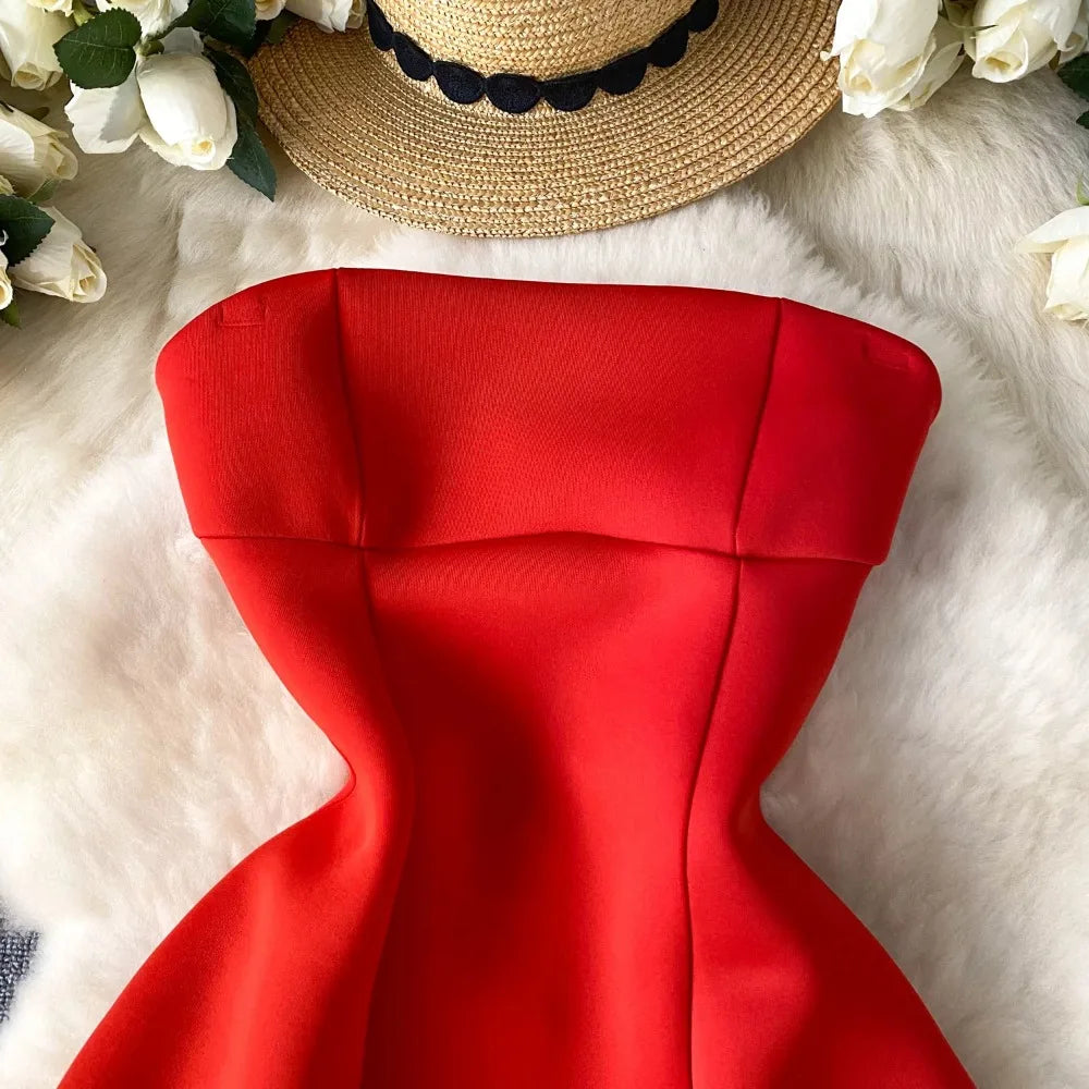 Elegant Off-Shoulder Sleeveless Puff Dress for Summer Parties - Image 3