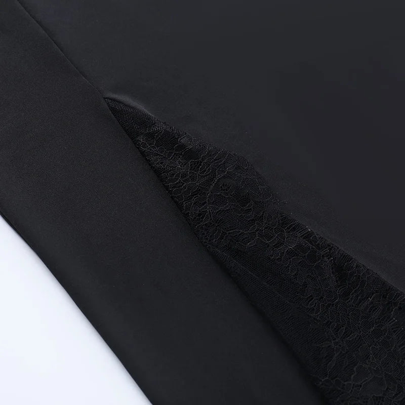 Elegant Black Lace Spaghetti Strap Midi Dress for Date Nights - Image 23