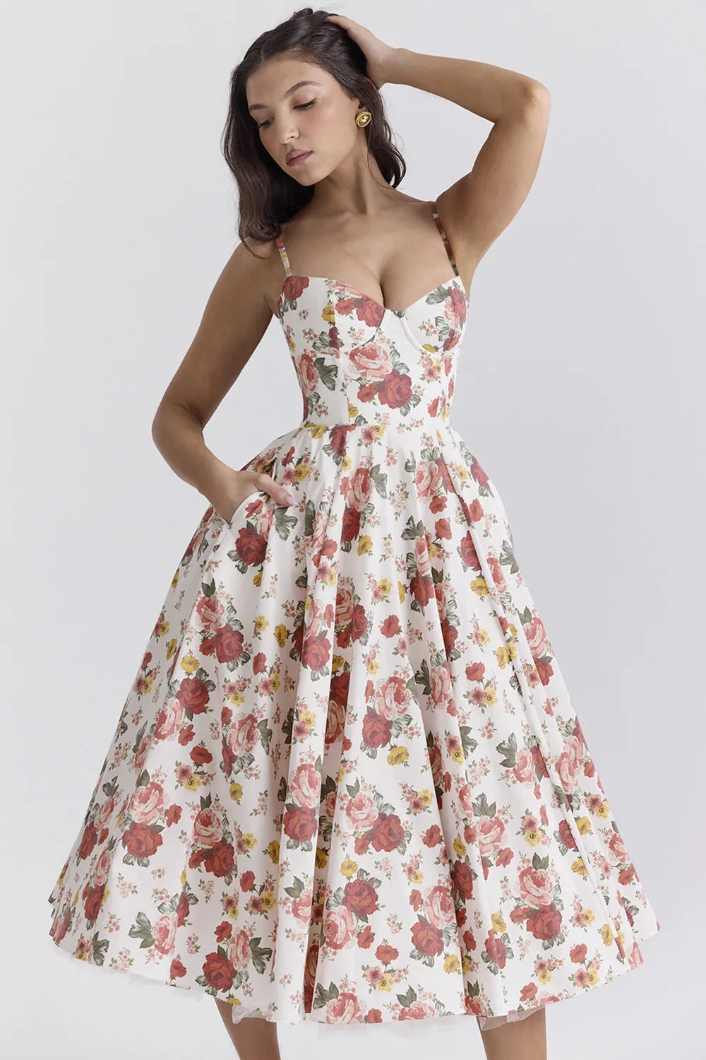 Elegant Summer Midi Swing Dress with Mesh Design - Image 13
