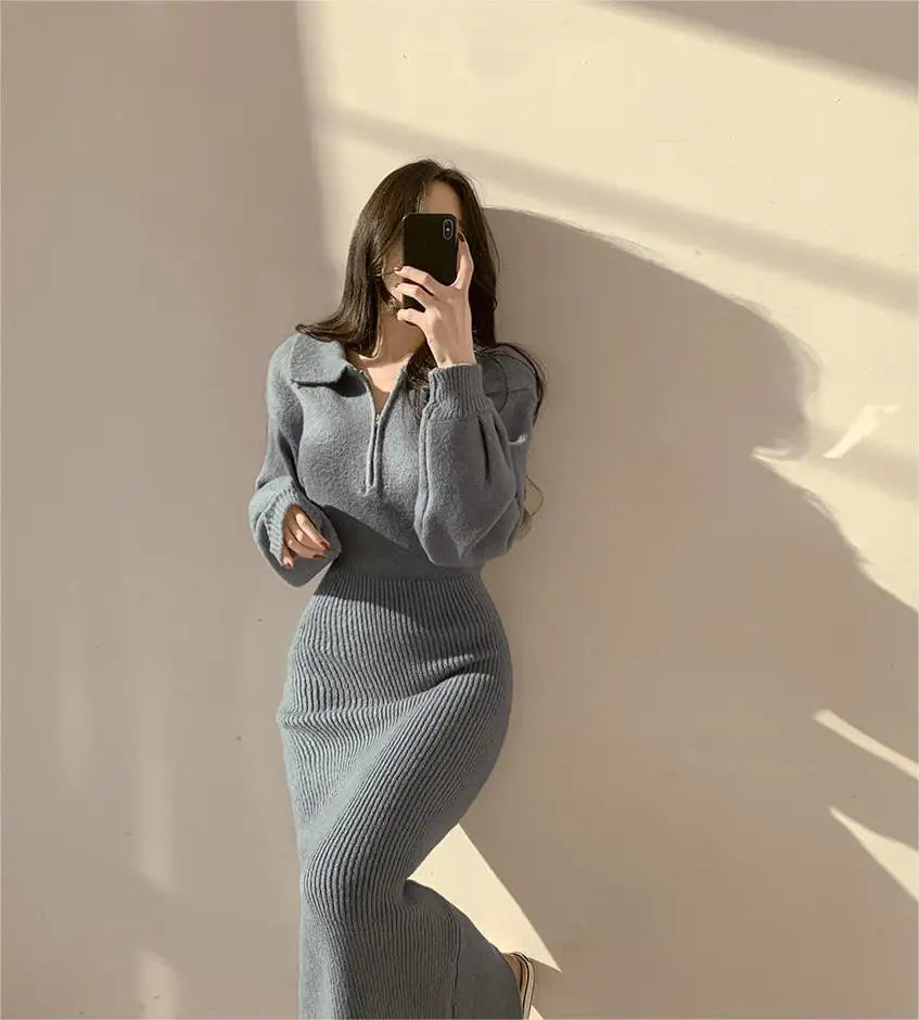 Elegant Vintage Knitted Midi Dresses for Women - Image 26