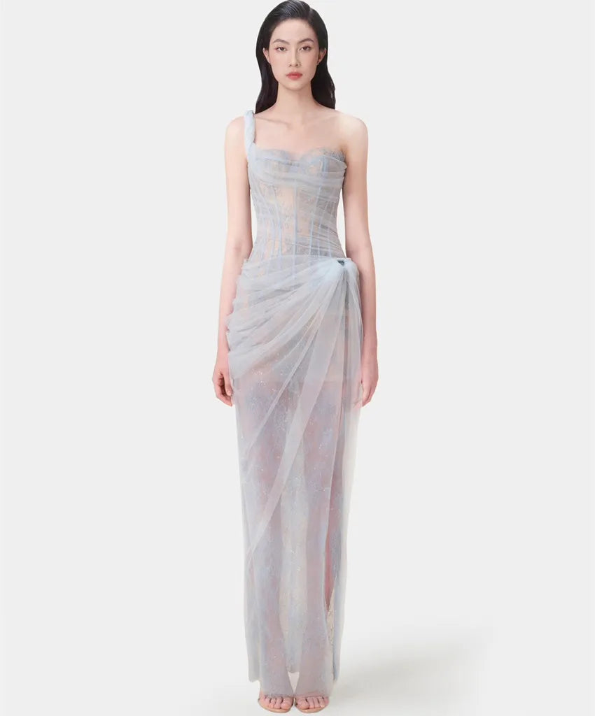 Elegant One Shoulder Summer Dress with Sequin Details - Image 2