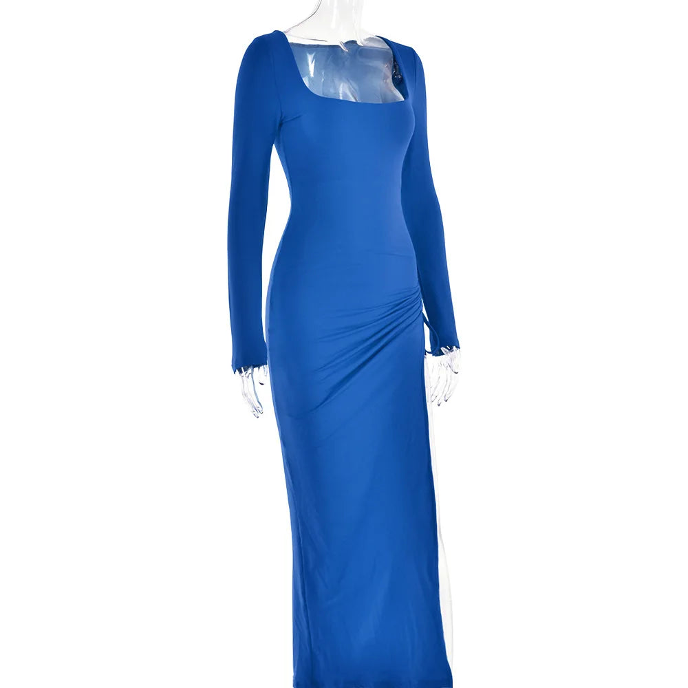 Elegant Long Sleeve High Split Maxi Dress for Women - Image 20