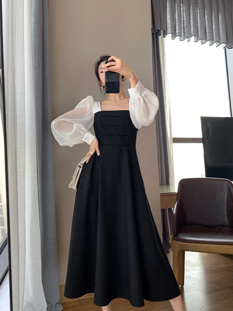 Elegant High Waist Chiffon Black Dress for Women - Image 20