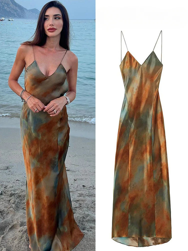 Elegant Backless V-Neck Camisole Dress for Women - Image 3
