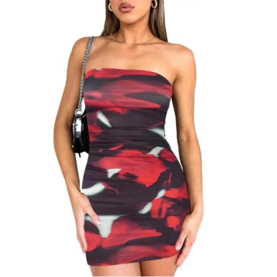 Trendy Spring Pleated Pullover Dress with Chest Print - Image 8