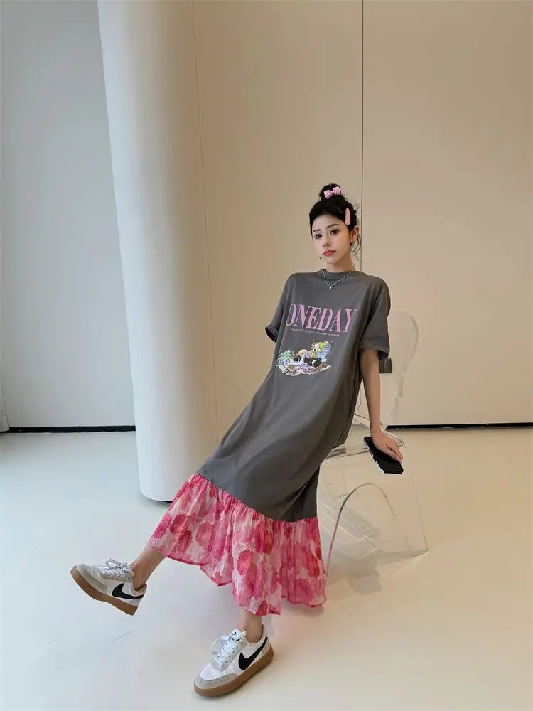 Plus Size Patchwork T-Shirt Dress for Women - Image 20