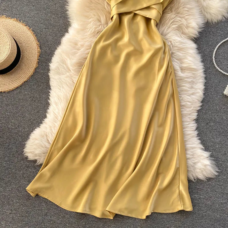 Elegant Backless Lace-up A-line Summer Slip Dress - Image 30