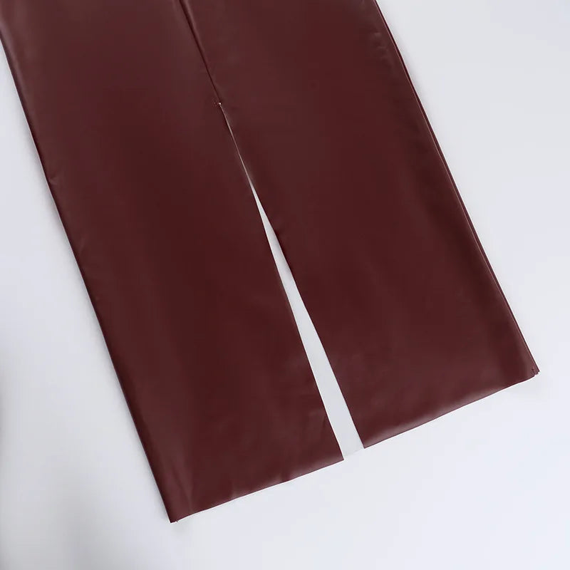 Stylish Solid Color PU Leather Splicing Bodycon Dress - Image 15