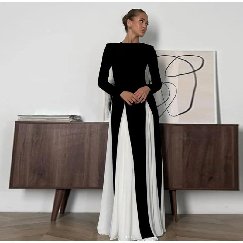 Elegant Slim Contrast Patchwork Sling Maxi Dress for Women - Image 26