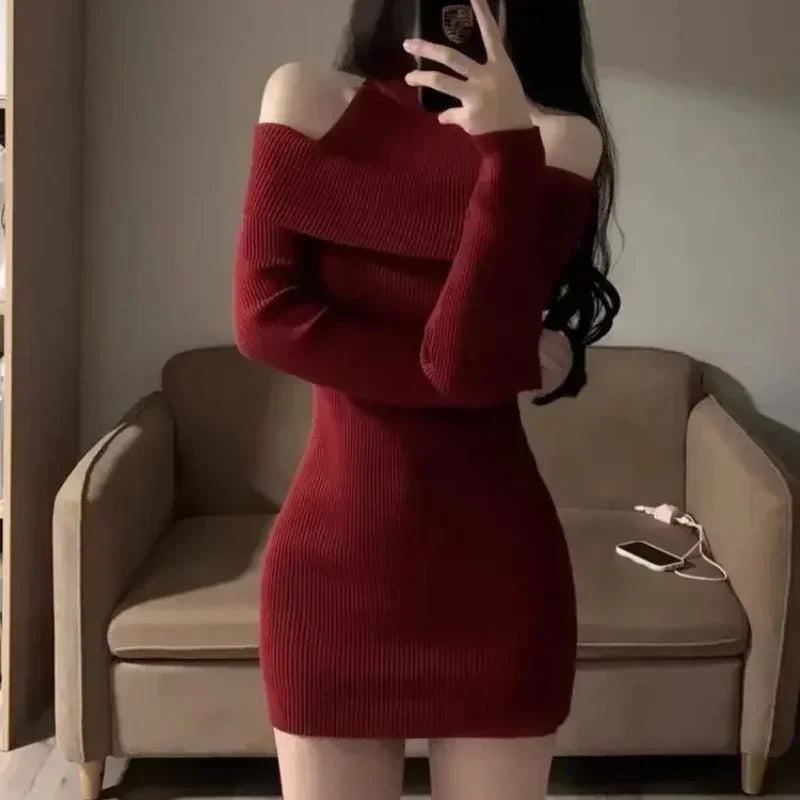Stylish Long Sleeve Knitted Dress for Fall & Winter - Image 4