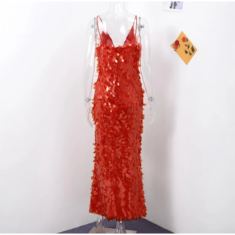 Elegant Sleeveless Backless Sequin Evening Gown for Women - Image 14