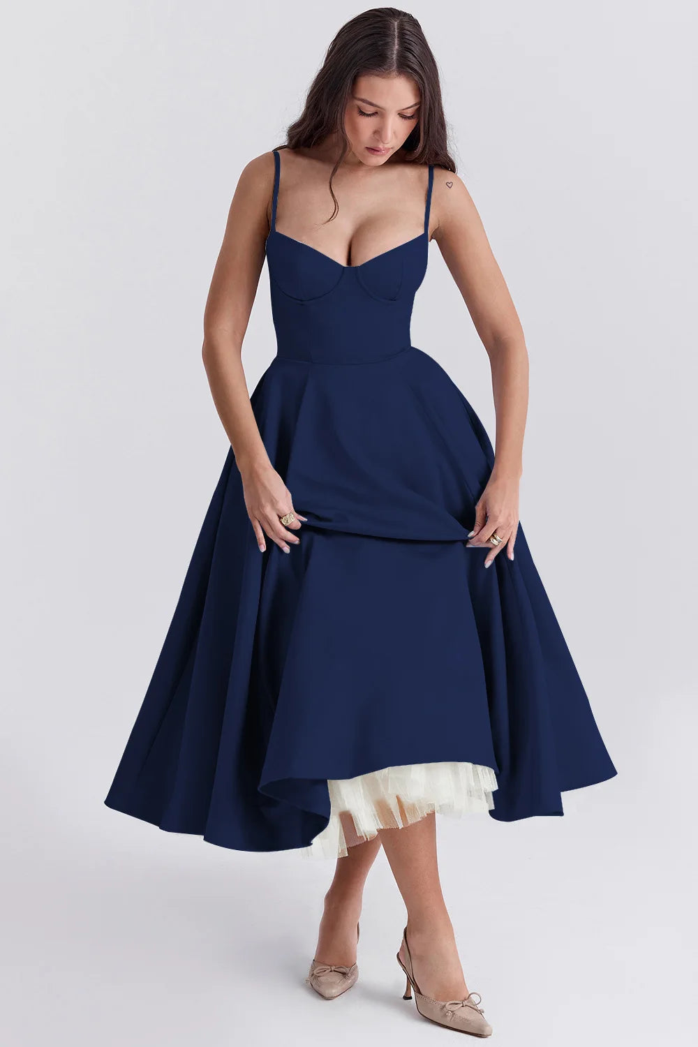 Elegant Floral Spaghetti Strap Backless Party Dress - Image 102