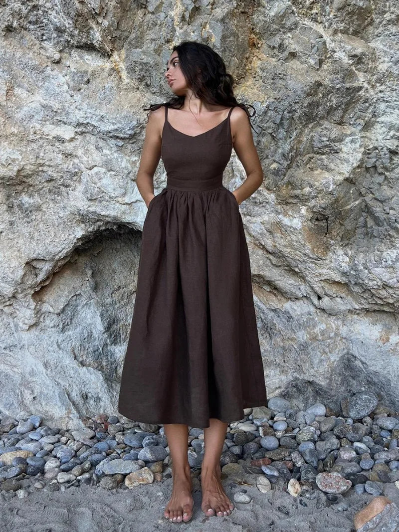 Elegant Backless V-Neck Maxi Dress for Women - Image 38