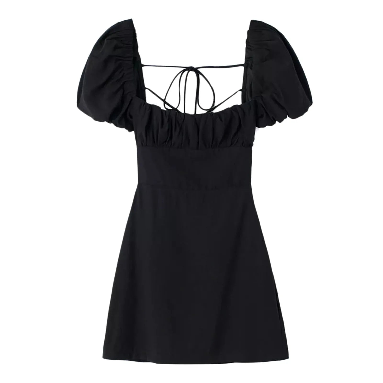 Chic Solid Linen Mini Dress with Square Collar - Image 10