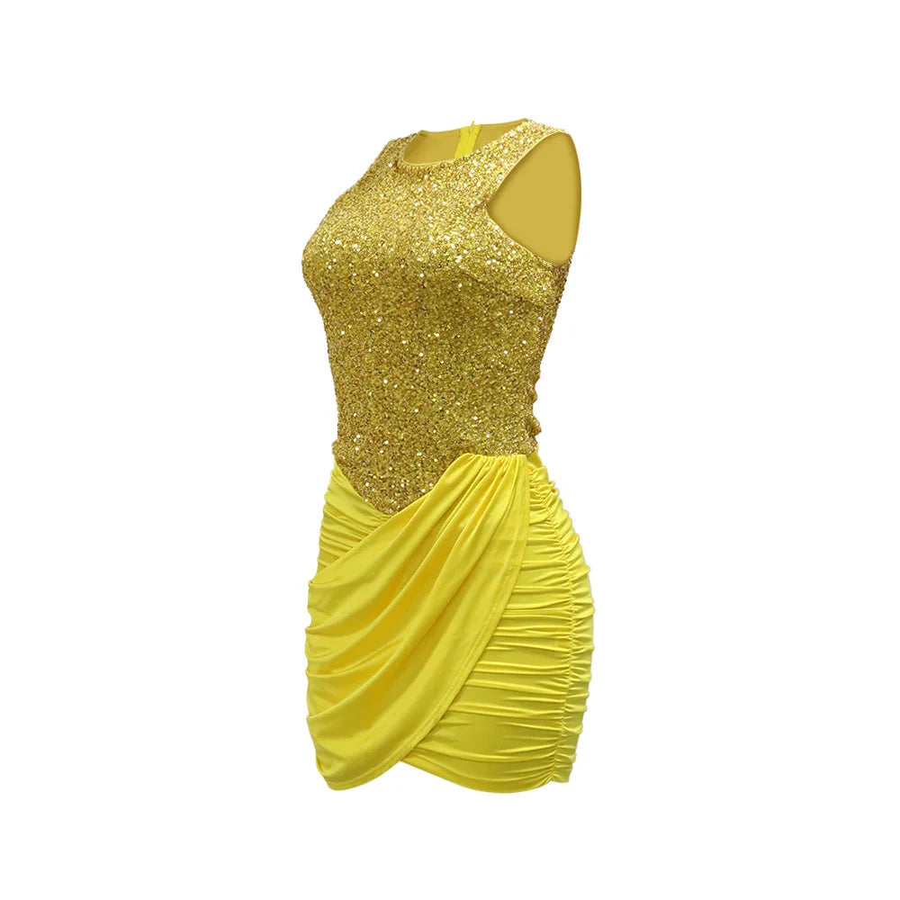 Chic Yellow Sequin Bodycon Dress for Special Occasions - Image 13