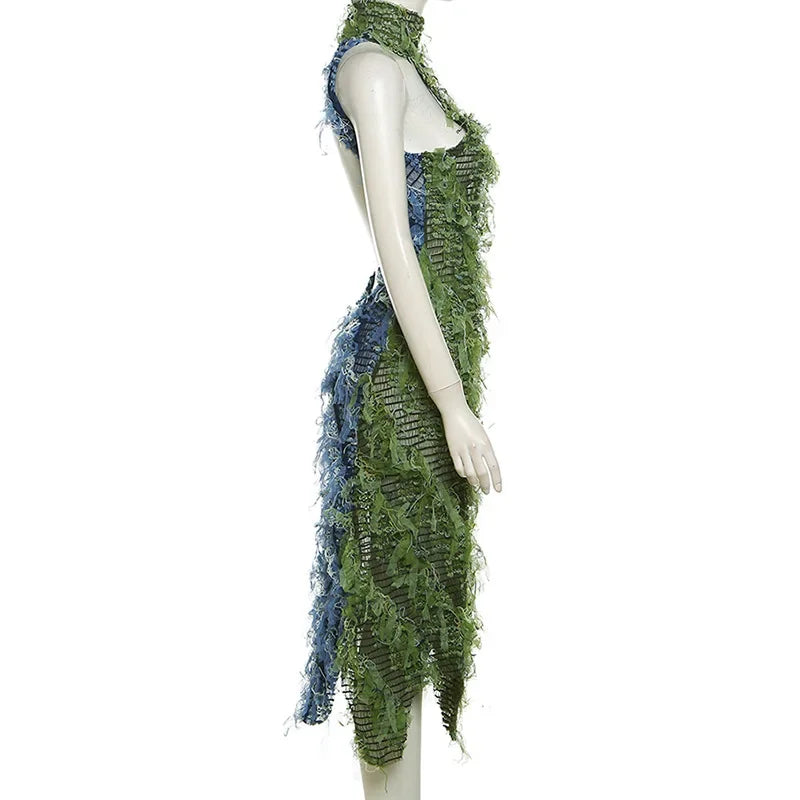 Chic Backless Tassel Mesh Maxi Dress for Parties - Image 5