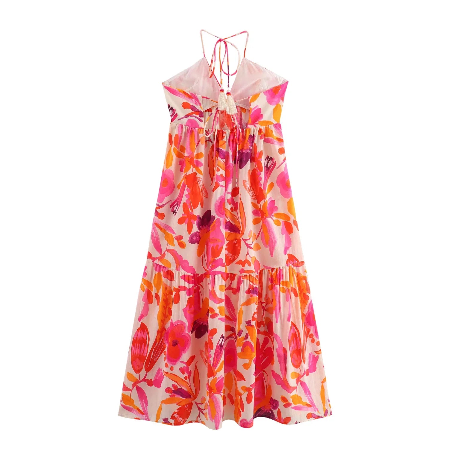 Vintage Beach Tie-Up Waist Backless Summer Maxi Dress - Image 9