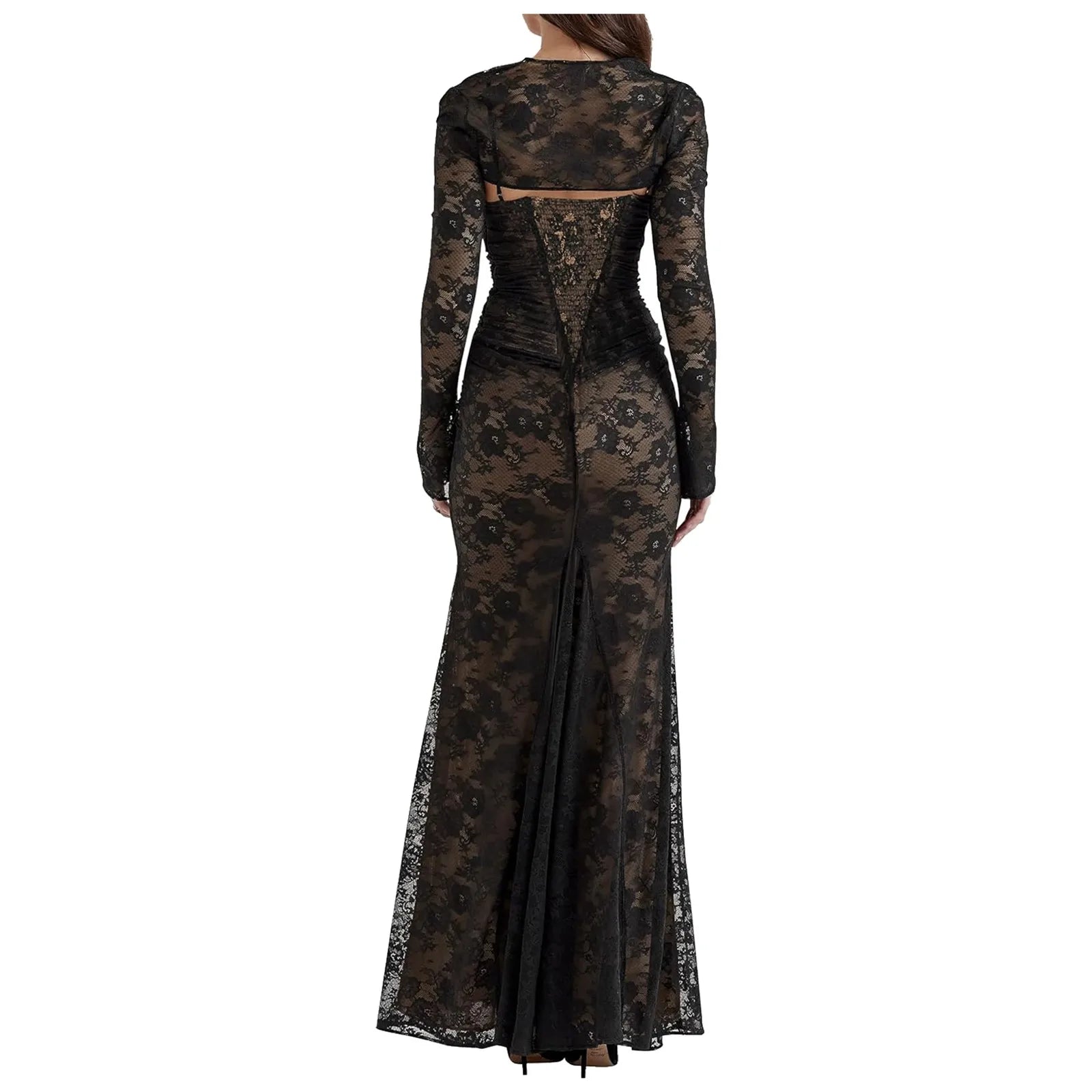 Elegant Summer Lace Bodycon Dress with Detachable Cape - Image 12