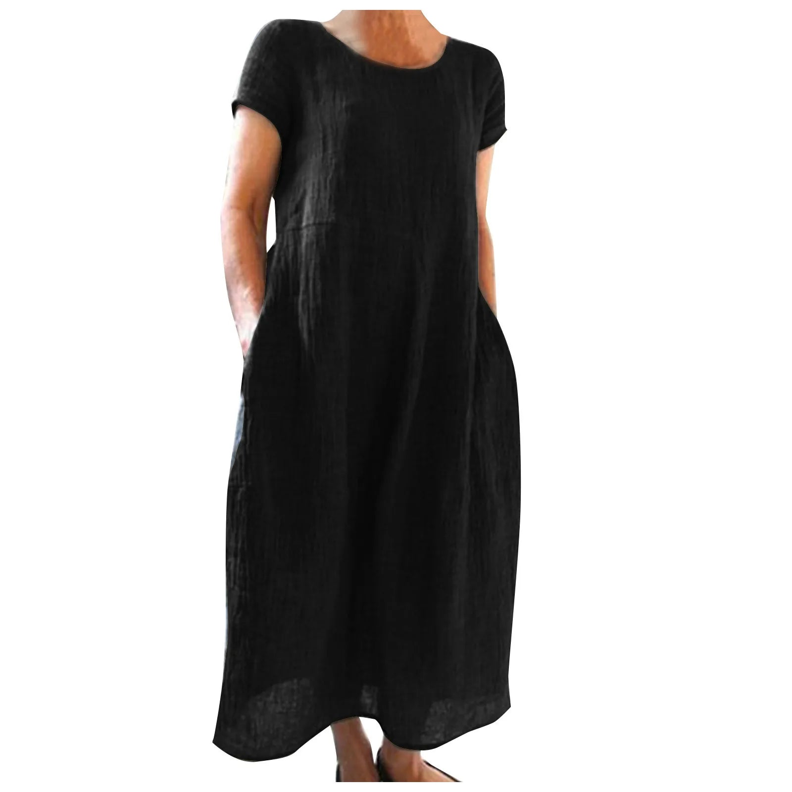 Casual Loose Short Sleeve O-Neck Long Dress for Women - Image 12
