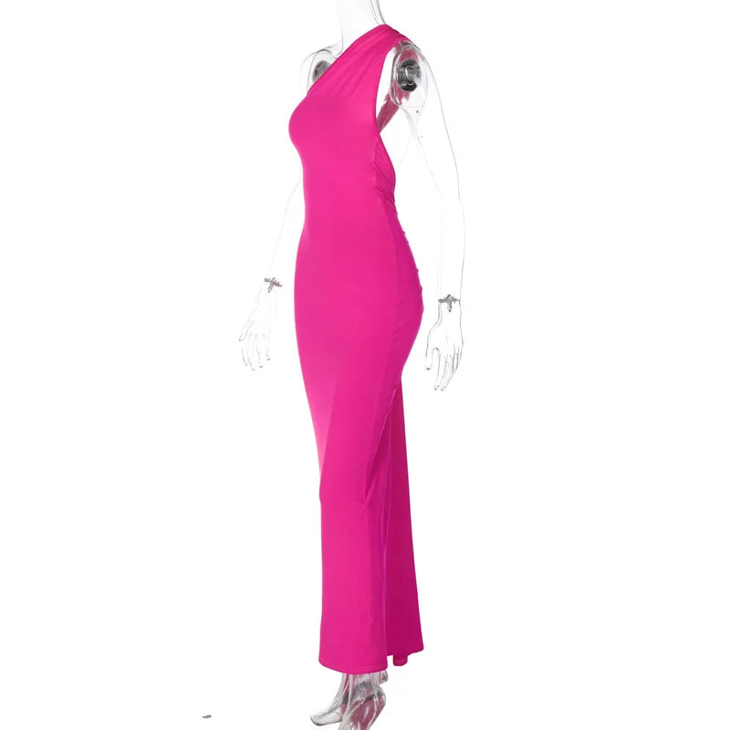 Elegant One Shoulder Maxi Dress - Sexy Backless Design - Image 39