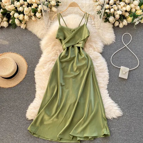 Elegant Backless Lace-up A-line Summer Slip Dress - Image 20