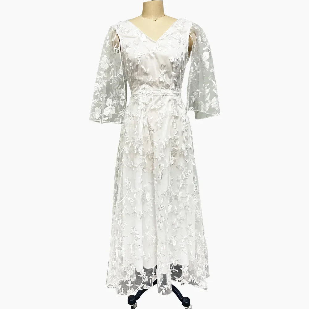 Elegant Deep V-Neck Maxi Dress for Weddings & Events - Image 8