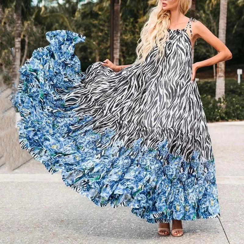 Chic Floral Bohemian High-Waist Summer Dress for Women - Image 8