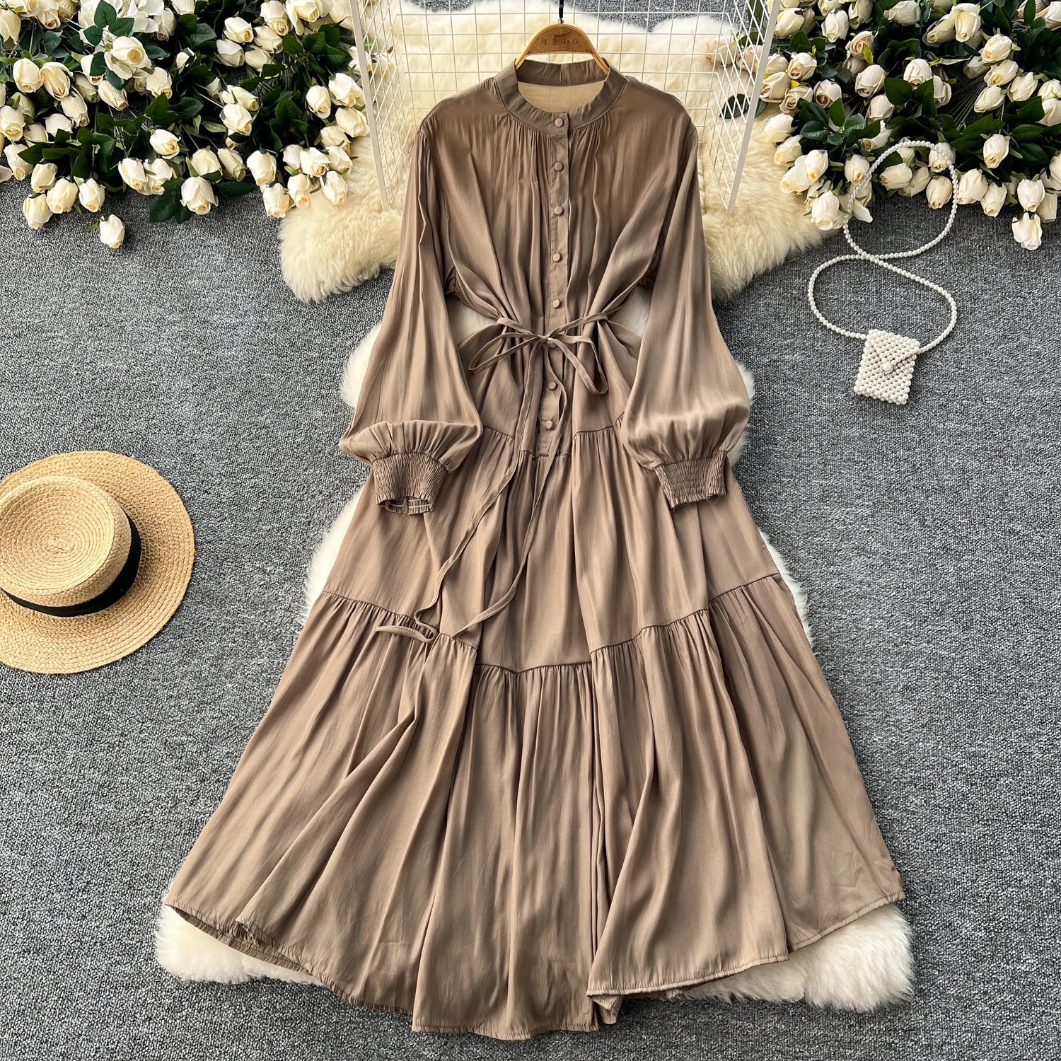 Elegant A-Line Beach Dress with Loose O-Neck Sleeves - Image 11