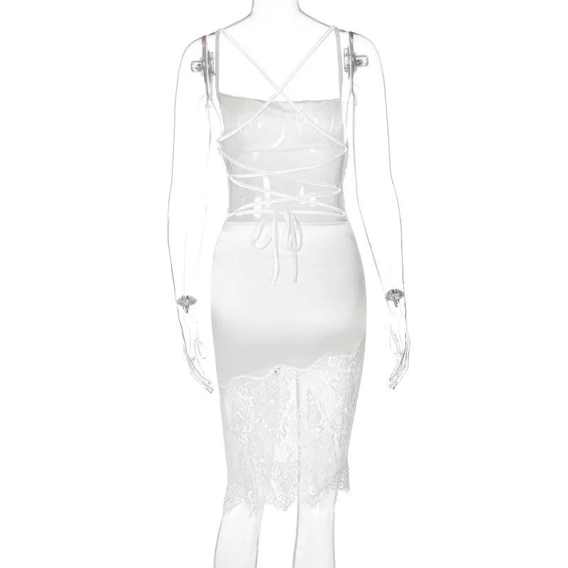 Elegant Backless Bodycon Dress with Lace Hemline for Parties - Image 18