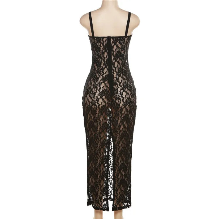 Elegant Lace Floral Mesh Dress for Evening Parties - Image 17