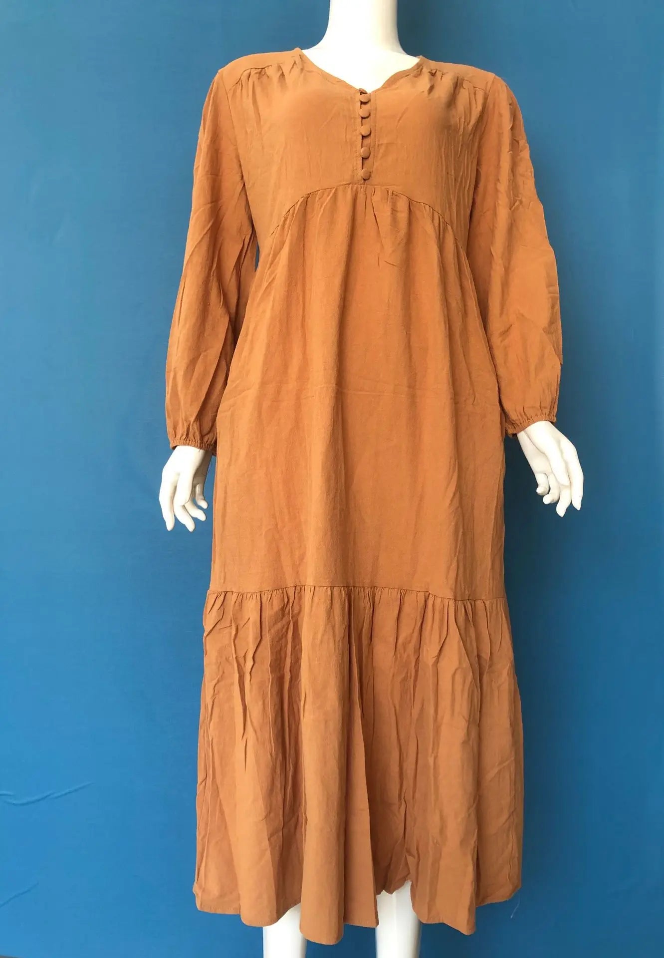 Elegant Vintage V-Neck Cotton-Linen Maxi Dress for Women - Image 20