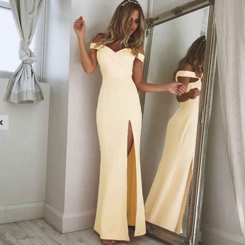 Elegant Off-Shoulder Blue Maxi Dress for Summer Weddings - Image 8
