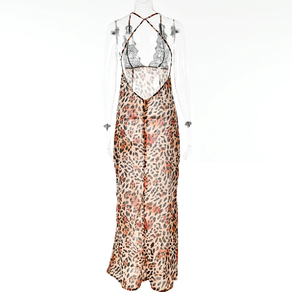 Elegant Tie Dye Floral Chiffon Backless Summer Dress - Image 18