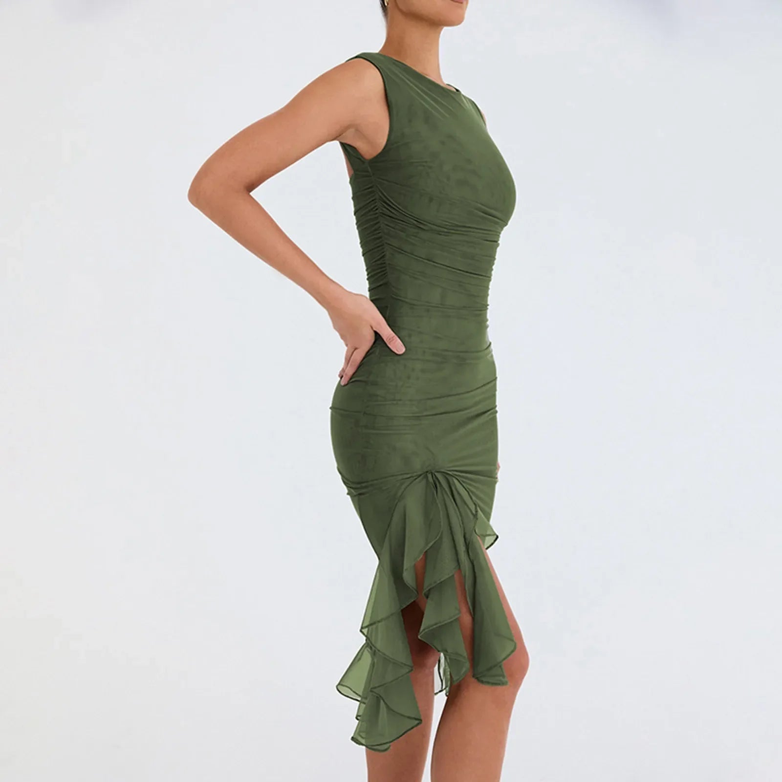Elegant Backless Ruffle Midi Dress for Summer Parties - Image 3