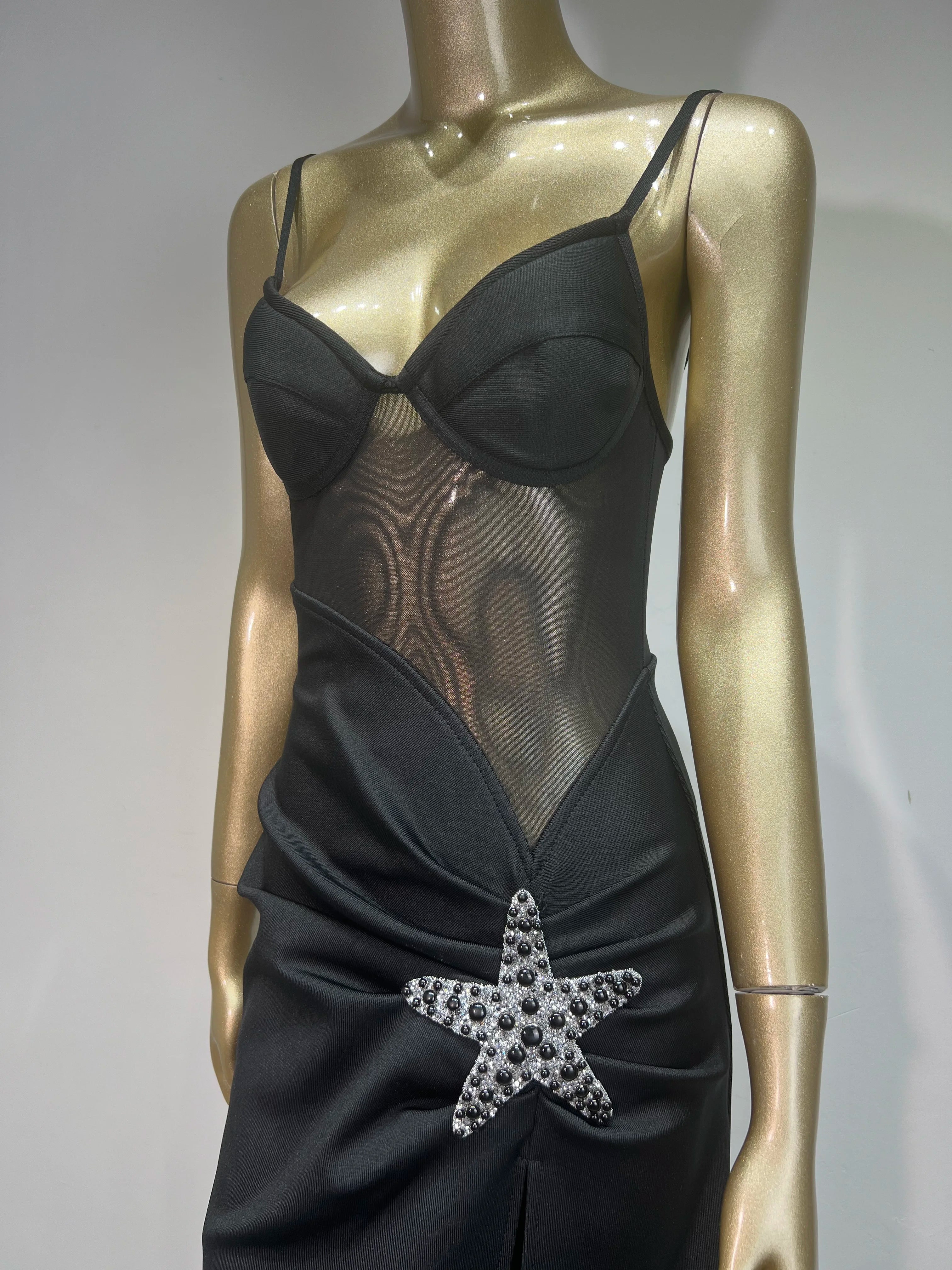 Elegant V Neck Black Split Maxi Dress for Summer Parties - Image 16