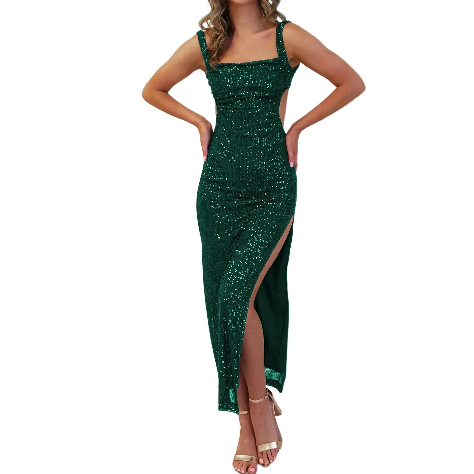 Elegant Ankle-Length Backless Split Dress for Summer Parties - Image 13