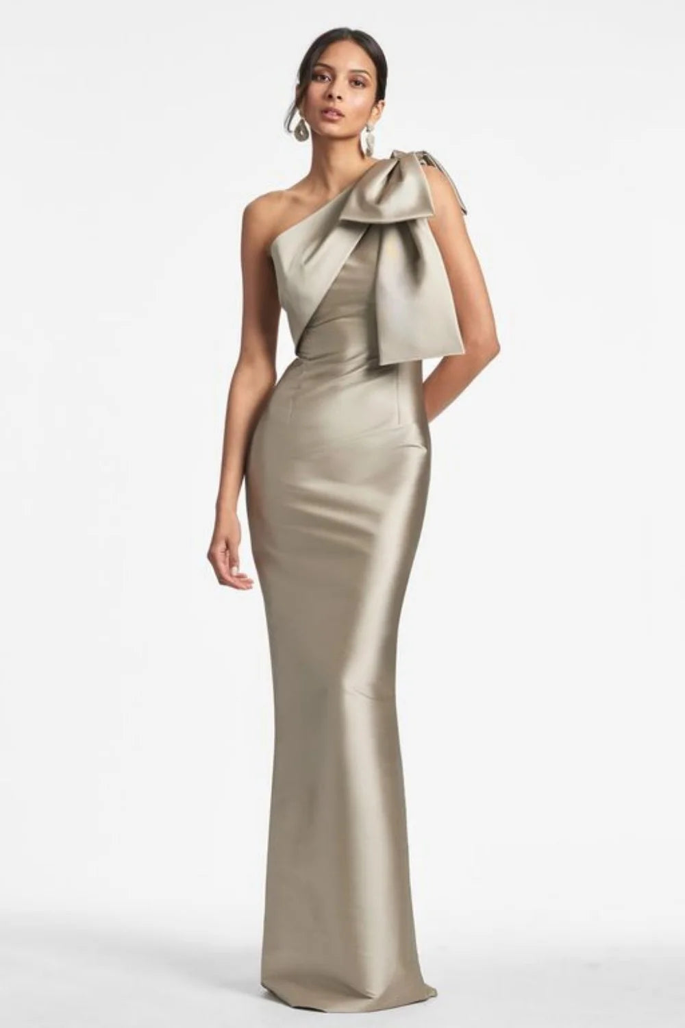 Elegant Satin Single Shoulder Evening Dress with Bow - Image 13