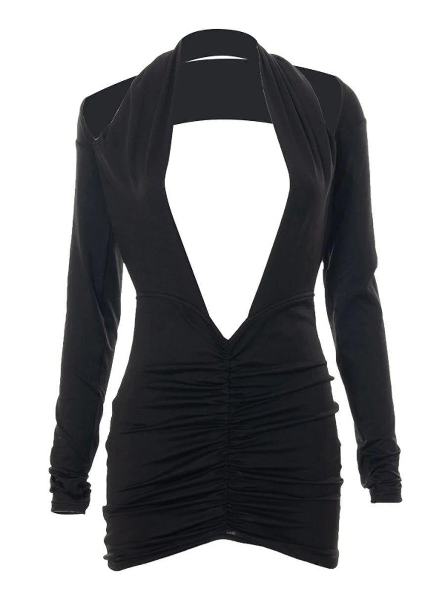 Chic Backless Long Sleeve Bodycon Dress for Cocktails