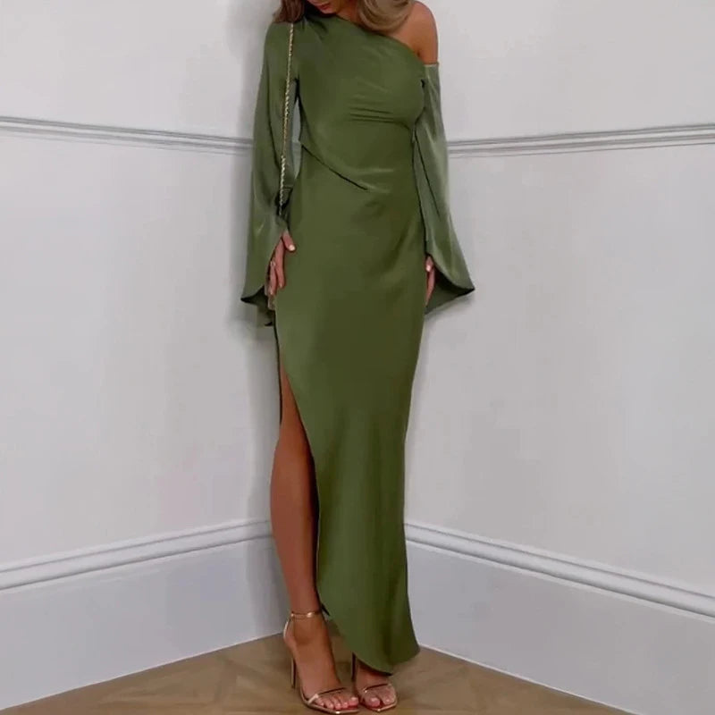 Elegant Asymmetrical Off-Shoulder Slim Party Dress for Women