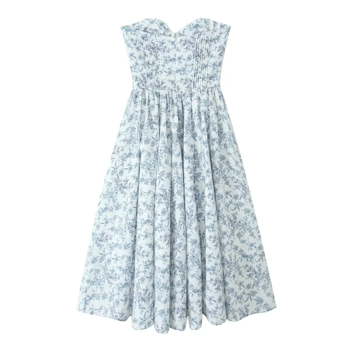 Elegant Floral Print Strapless Summer Party Dress - Image 17