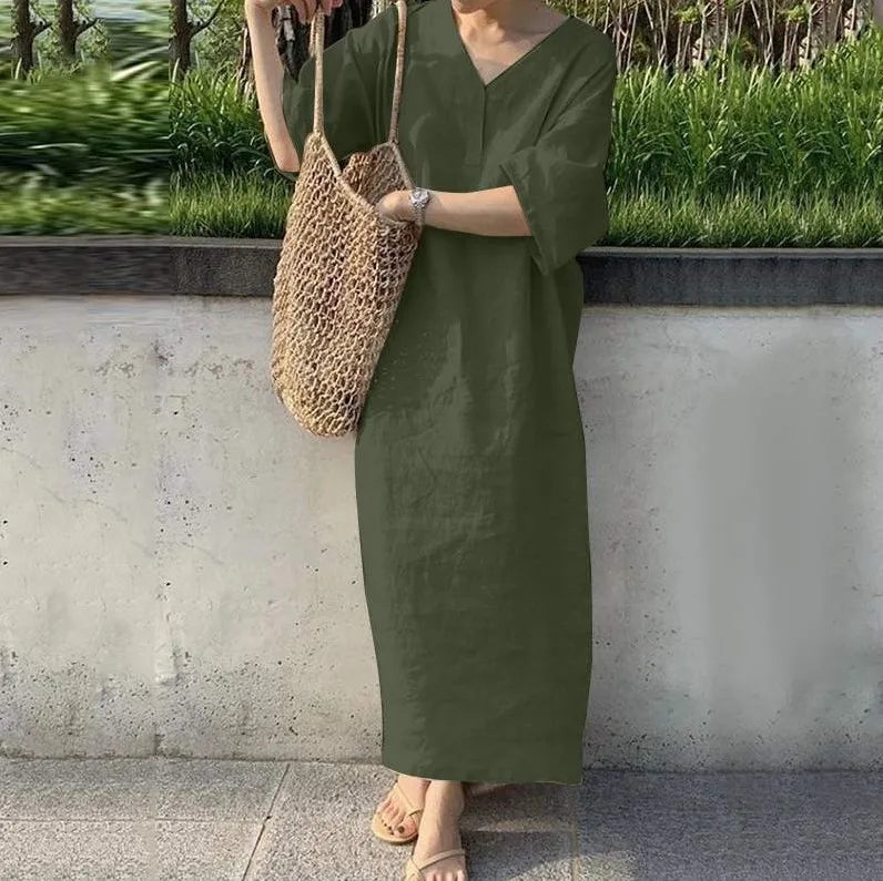 Elegant Short Sleeve V-Neck Casual Summer Dress for Women - Image 11