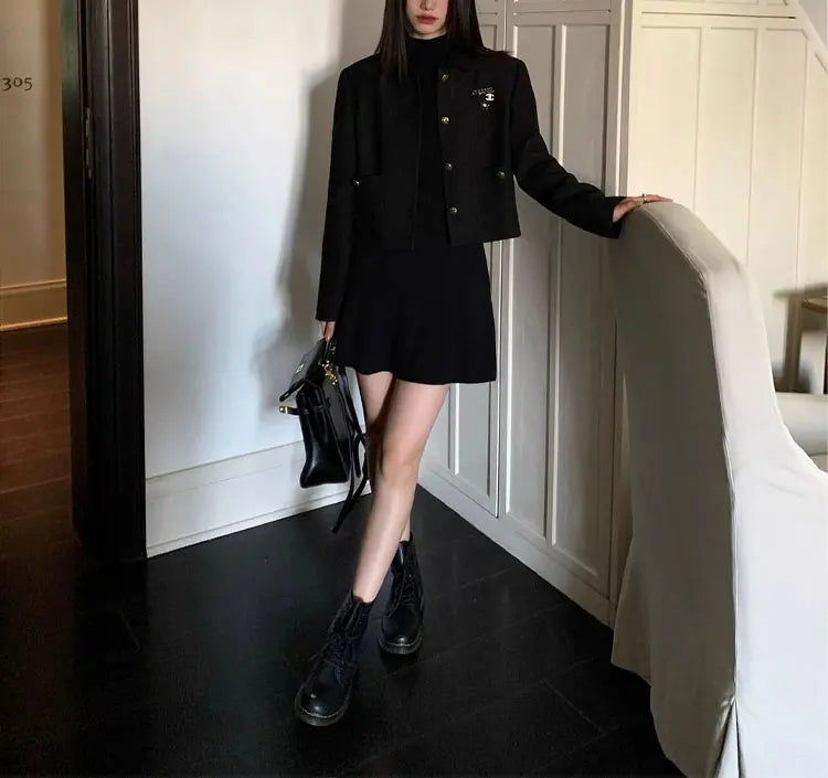 Elegant Slim-Fit Half High Collar Mini Dress - Image 14
